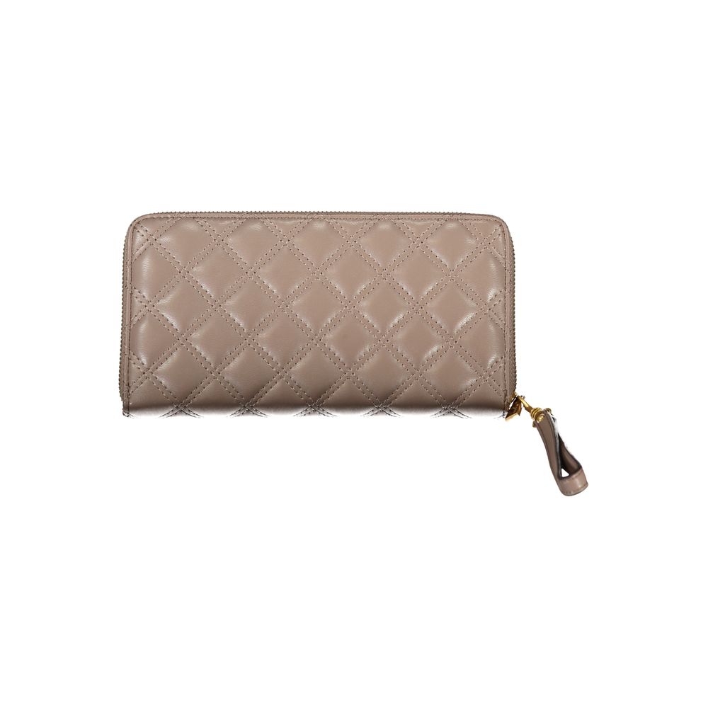 Elegant Beige Zip Wallet with Chic Detailing