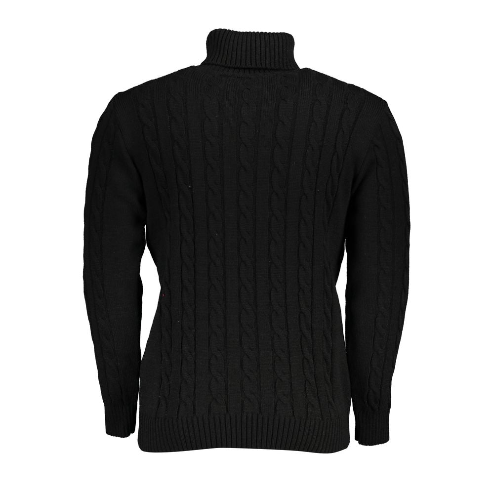 Elegant Black Turtleneck Twisted Sweater