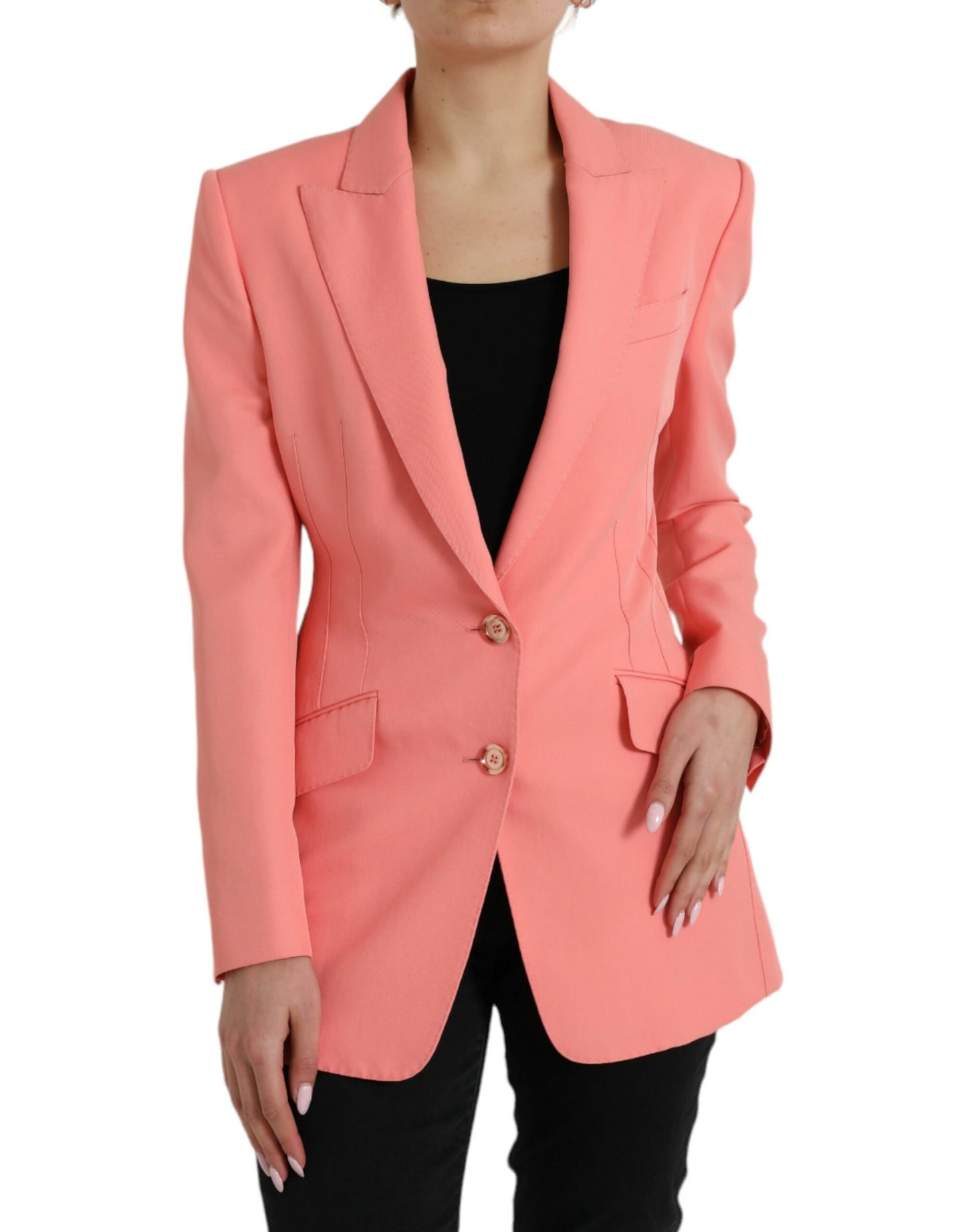 Chic Pink Peak Lapel Blazer