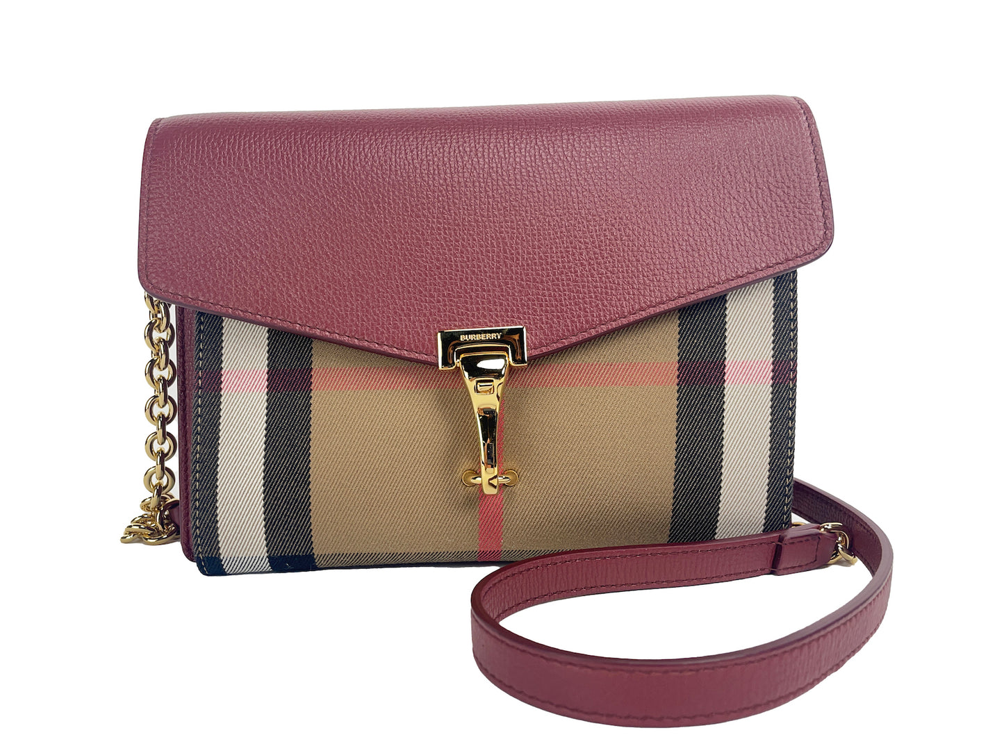 Macken Small Crimson House Check Leather Crossbody Bag