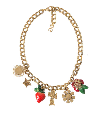 Gold Chain Rose Cross Strawberry Star Pendant Necklace