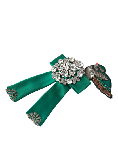 Green Satin Bird Crystal Women Hair Clip