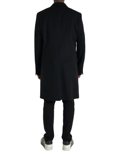 Black Wool Cashmere Trench Coat Jacket