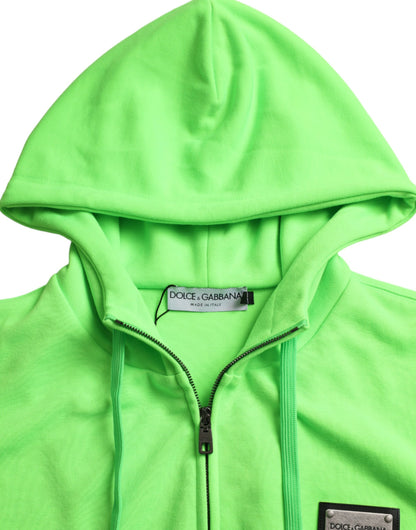 Neon Green Hooded Full Zip Top Sweater