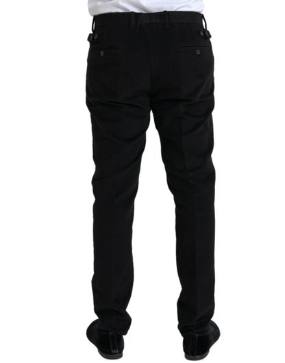 Black Cotton Velvet Skinny Pants