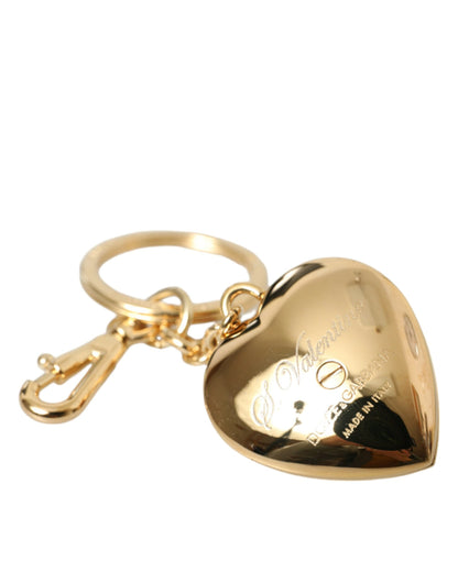 Metallic Gold Brass Heart Floral Pendant Keychain Keyring