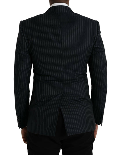 Black Stripe SICILIA Double Breasted Coat Blazer