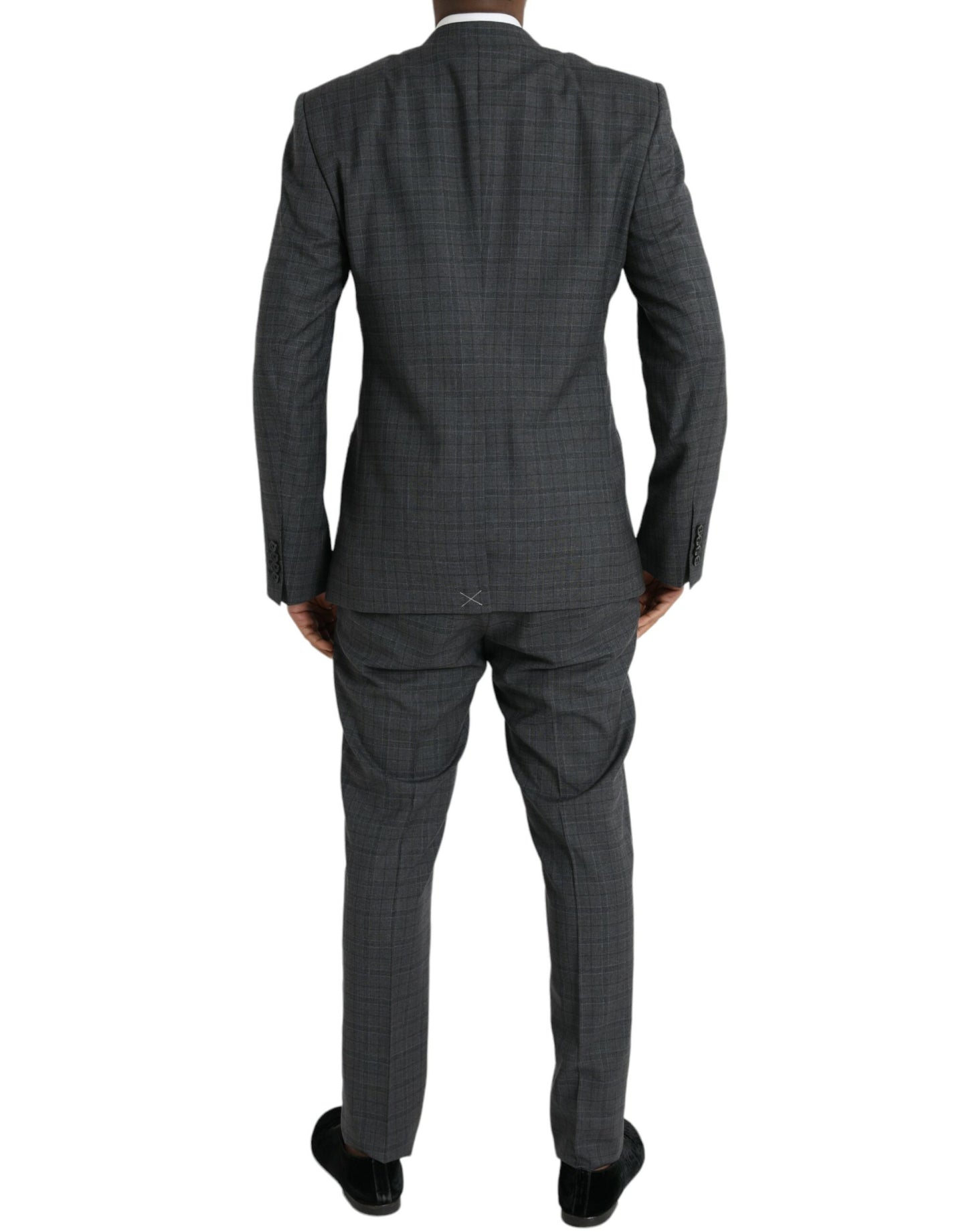 Gray Plaid Wool MARTINI Formal 2 Piece Suit