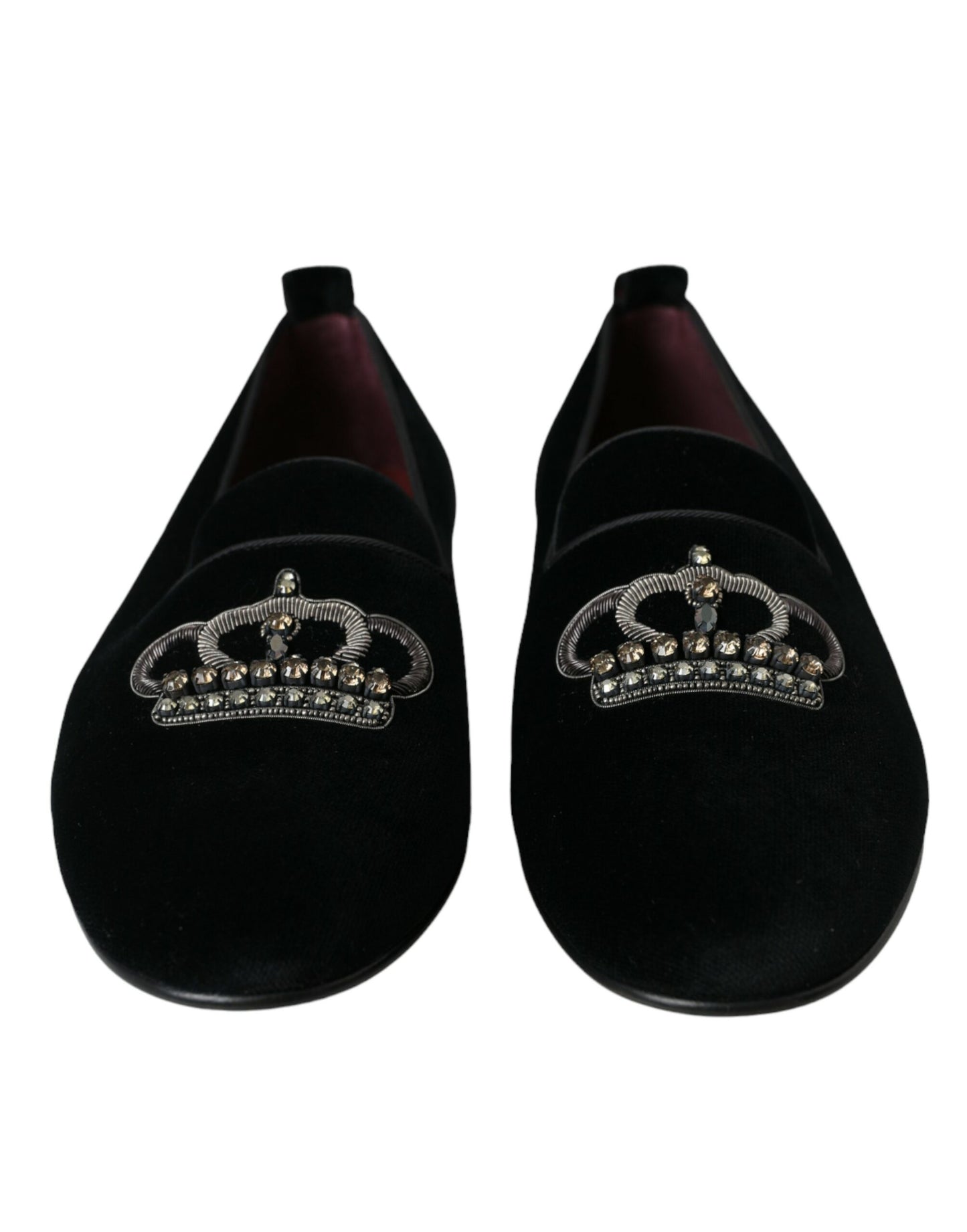 Black Velvet Crystal Crown Men Loafers Shoes