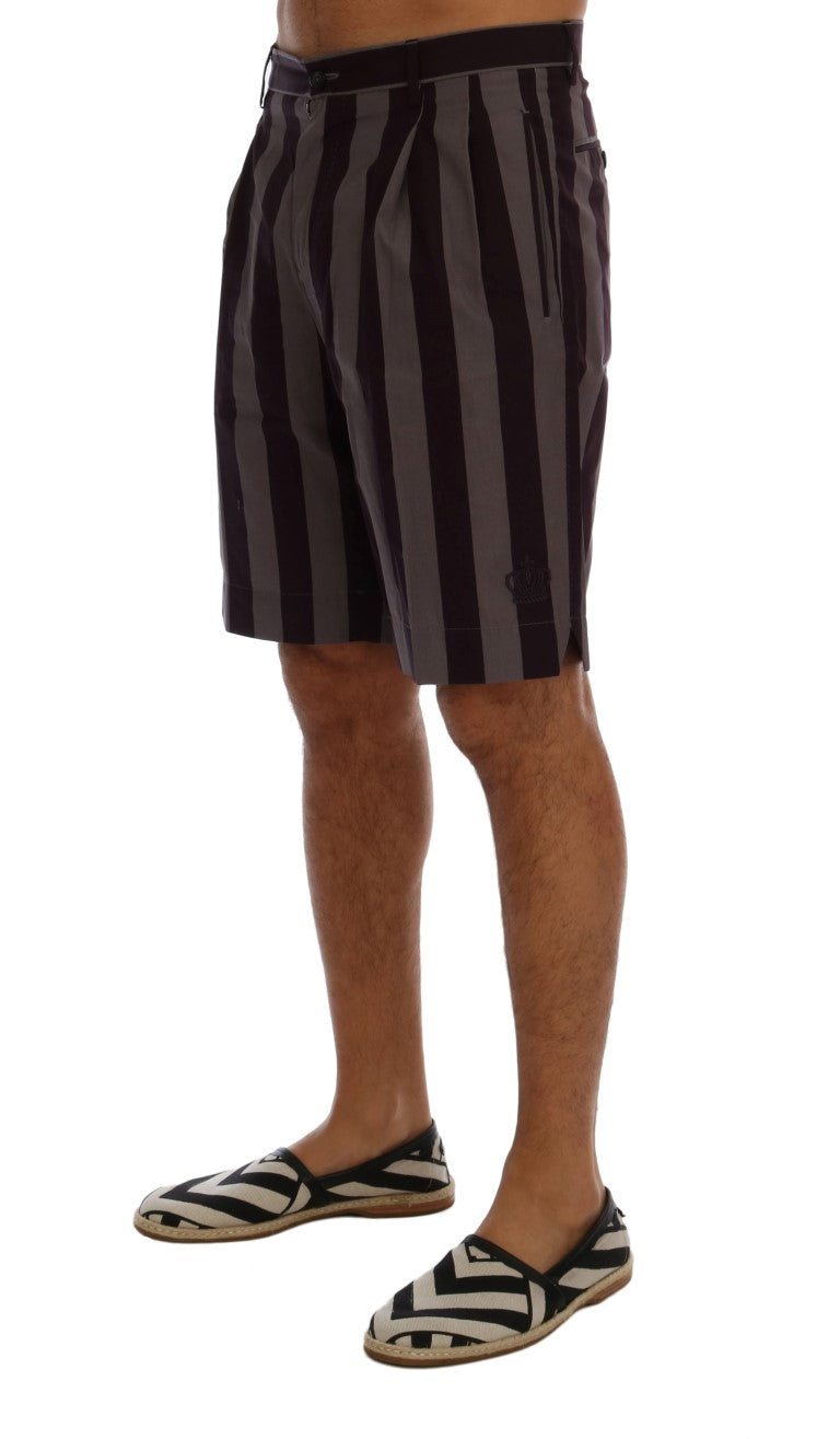 Casual Striped Cotton Shorts