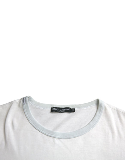 White Cotton Round Neck Short Sleeve T-shirt