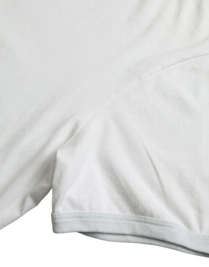 White Cotton Round Neck Short Sleeve T-shirt