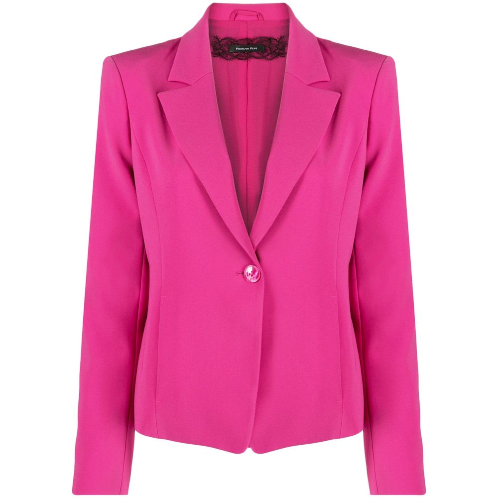 Fuchsia One-Button Stretchy Chic Blazer