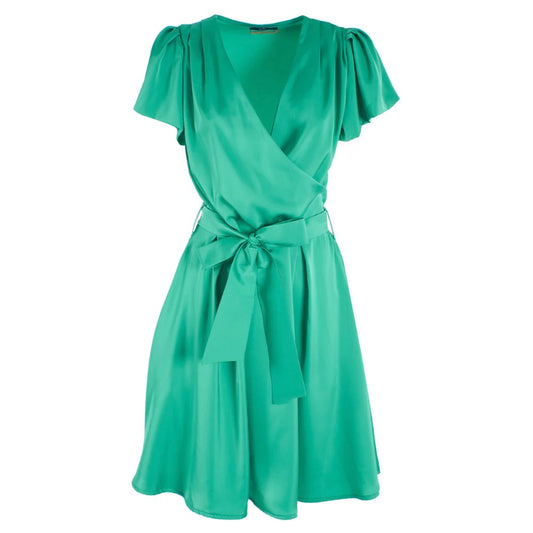 Emerald Elegance Belted Midi Dress