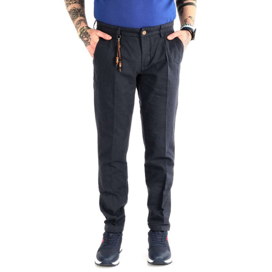 Elegant Cotton Pants in Refined Blue Hue