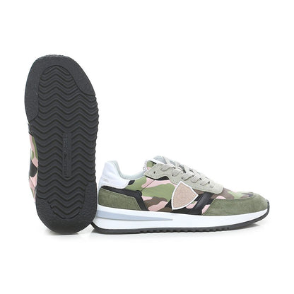 Chic Army Suede-Trimmed Fabric Sneakers