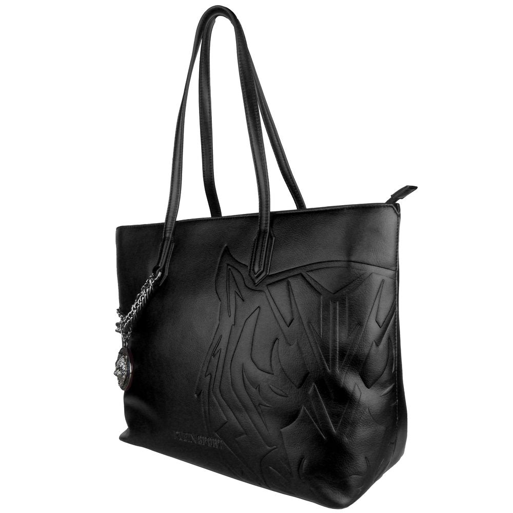 Chic Black Eco-Leather Shopper Tote