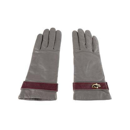 Gray Lambskin Women Glove