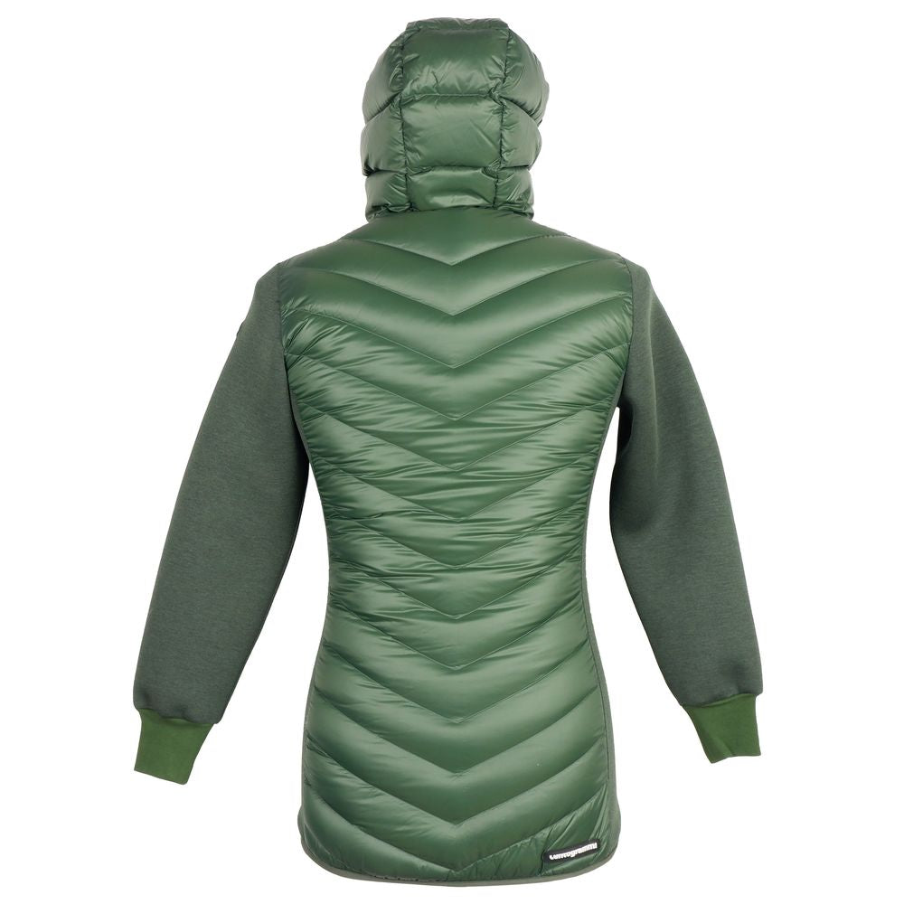 Elegant Hooded Long Down Jacket in Dark Green