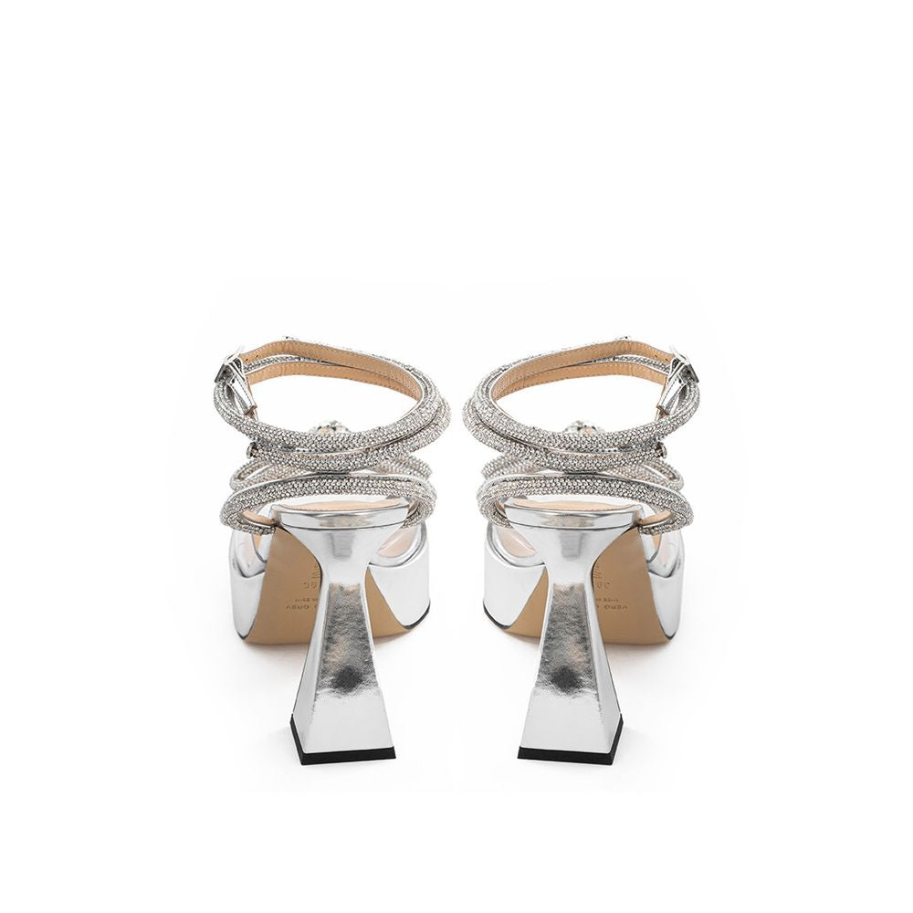 Elegant Silver Leather Platforms