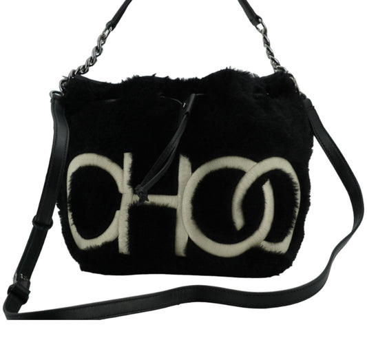 Black Leather Top Handle and Shoulder Bag