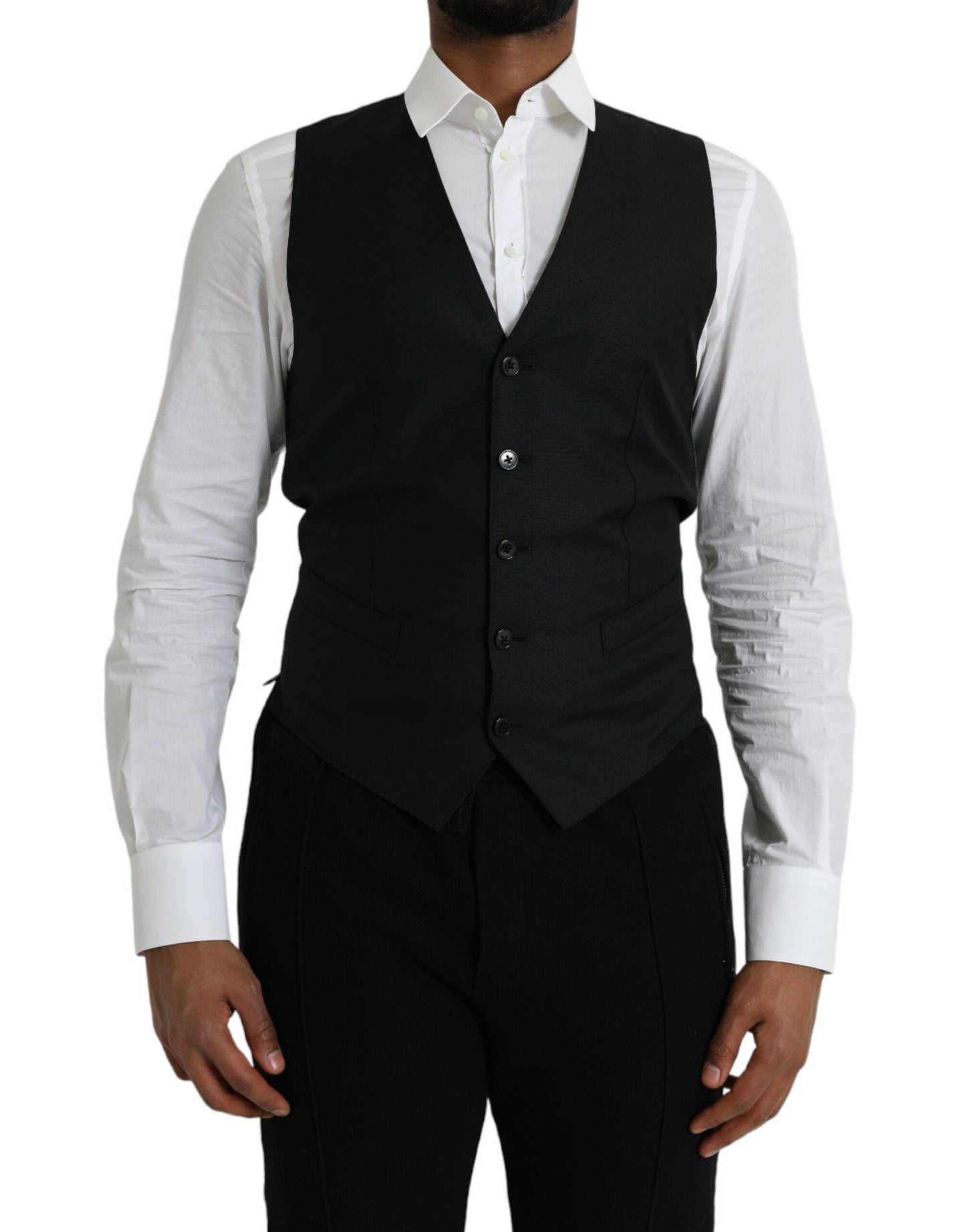 Black Wool Waistcoat Dress Formal Vest