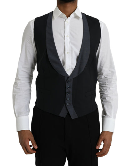 Black Wool Waistcoat Dress Formal Vest