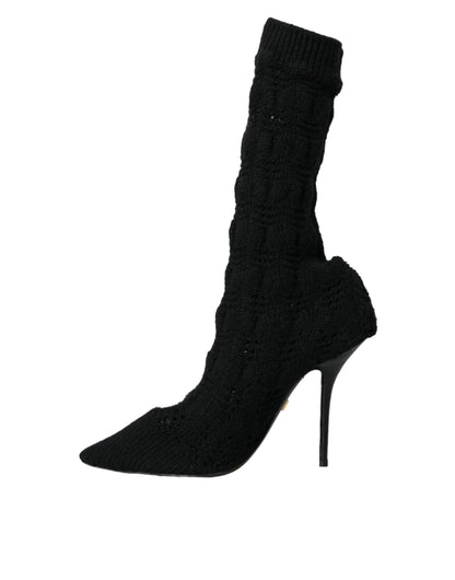 Black Stiletto Heels Mid Calf Boots Shoes