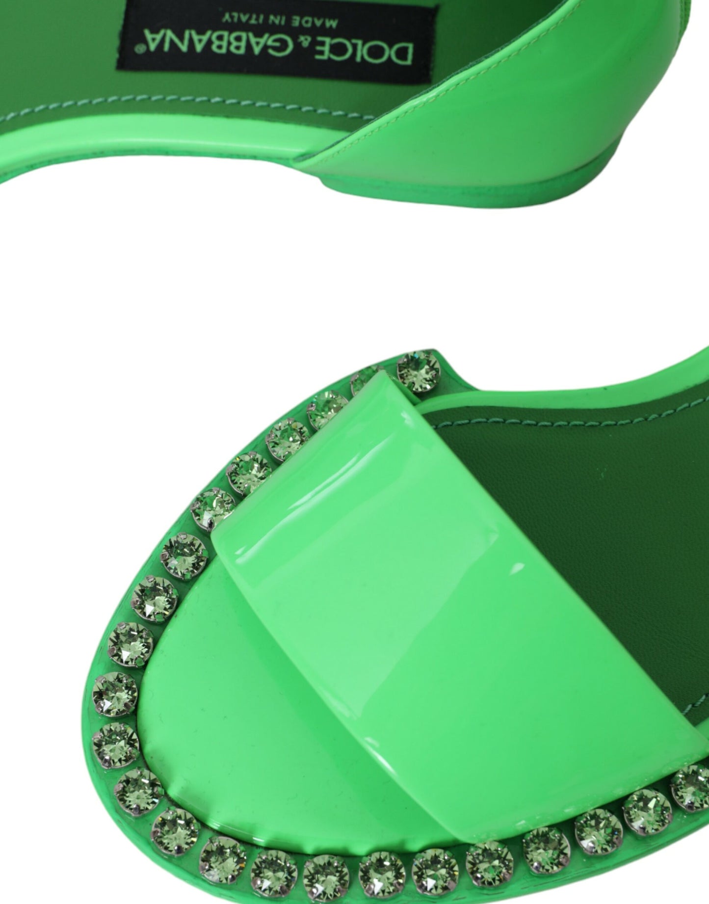 Neon Green Crystal Ankle Strap Sandals Shoes