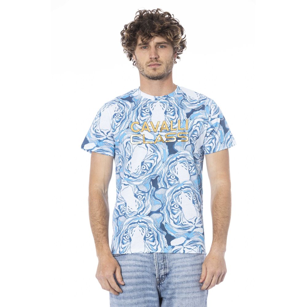 Light Blue Cotton Men T-Shirt