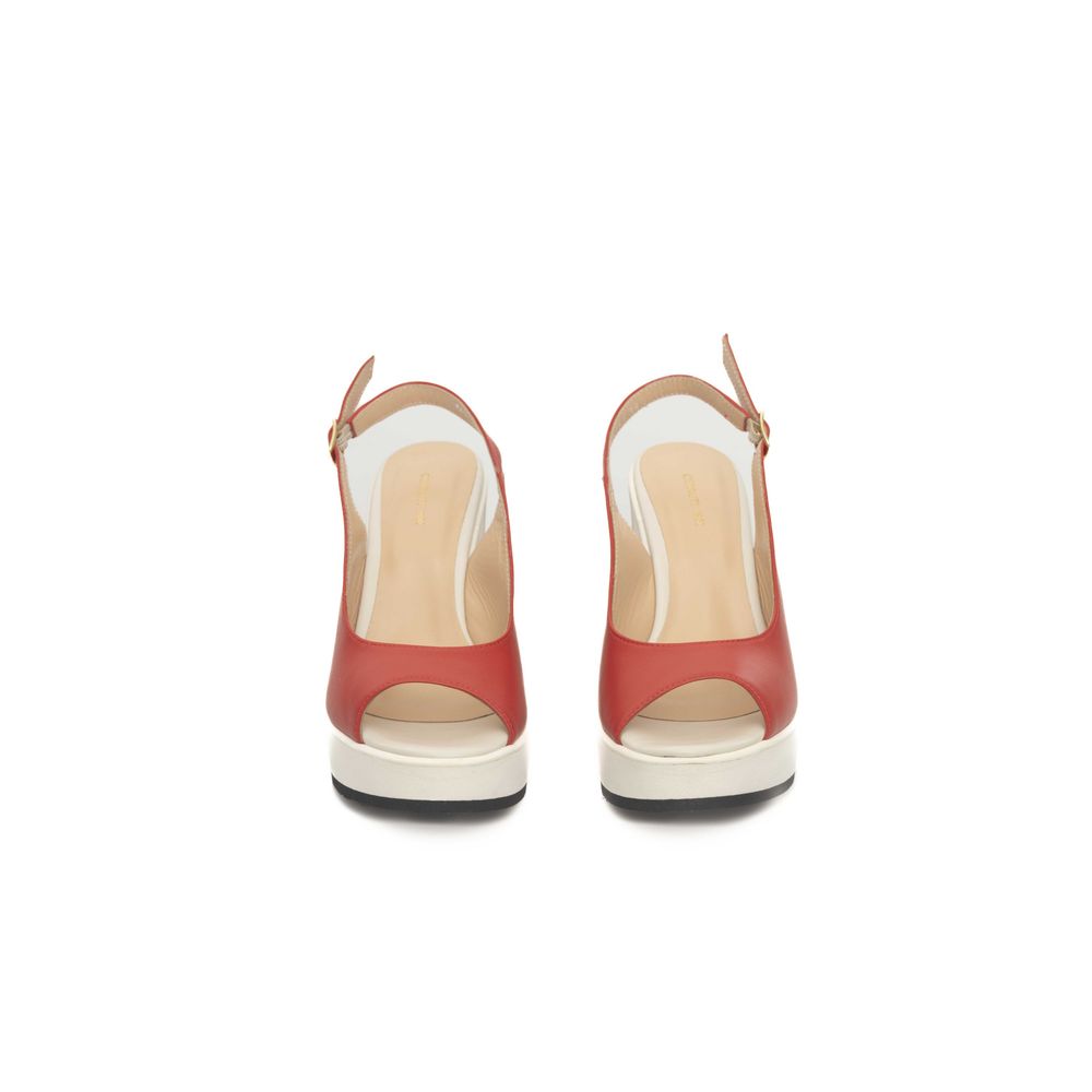 Red Calf Leather Women Sandal