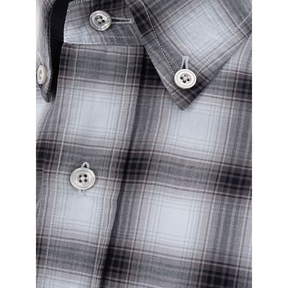 Elegant Gray Cotton Mens Shirt