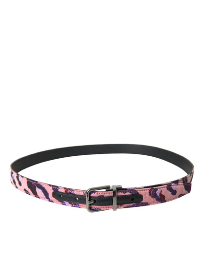 Multicolor Jacquard Leather Metal Buckle Belt