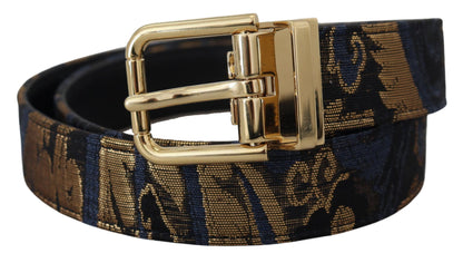 Multicolor Jacquard Leather Logo Buckle Belt