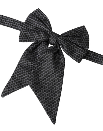 Black Ribbon Silk Adjustable Neck Bow Tie