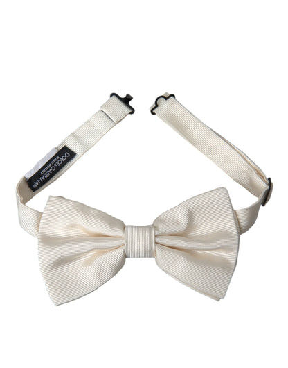 Off White Silk Adjustable Neck Men Bow Tie