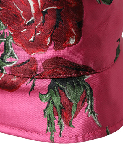 Pink Floral Cap Cotton Bucket Hat Men