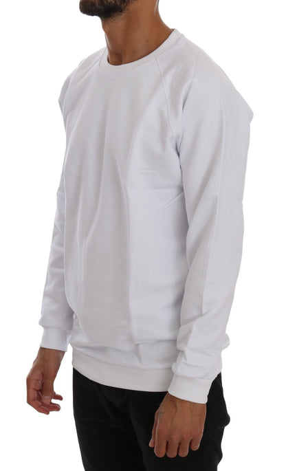 Elegant White Crewneck Cotton Sweater