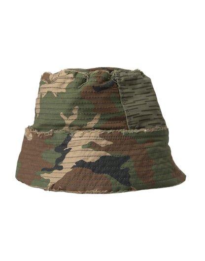 Green Camouflage Cotton Bucket Hat Men