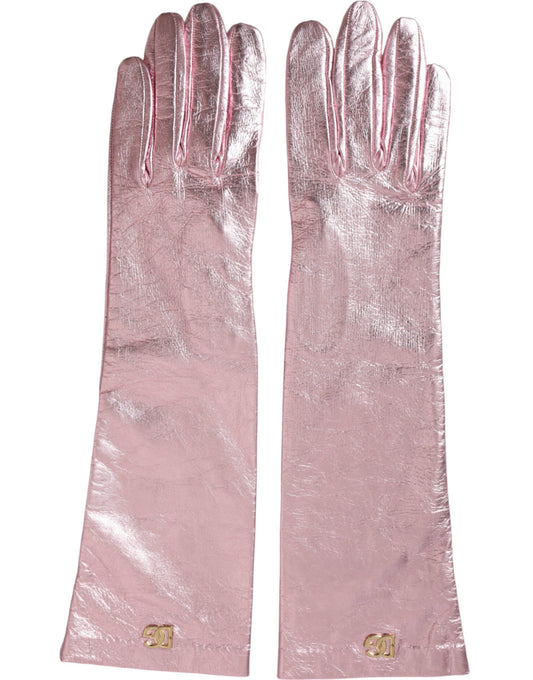 Pink Laminated Logo Mid Arm Length Gloves