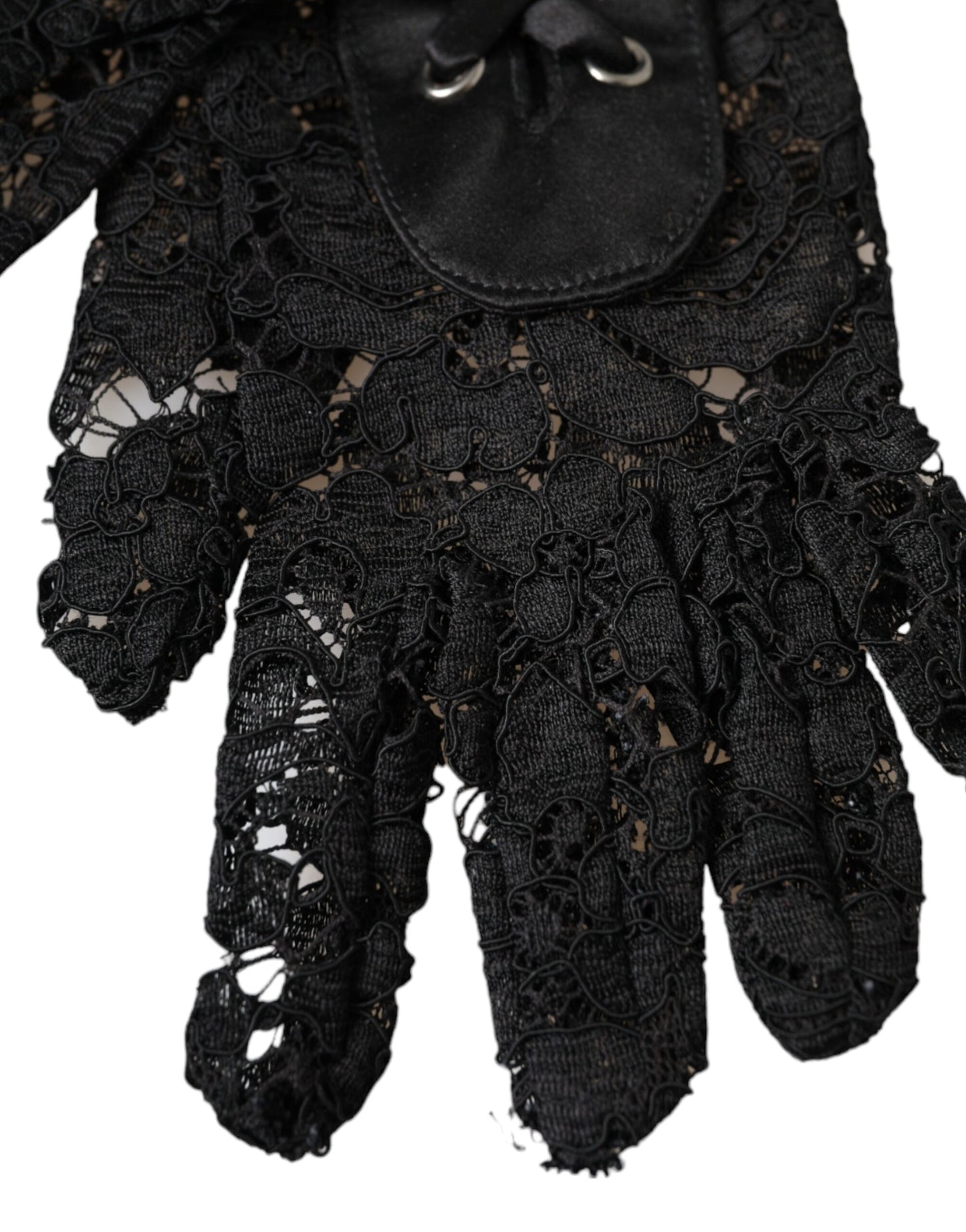 Black Taormina Lace Elbow Length Gloves