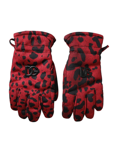 Red Leopard Logo Wrist Length Gloves