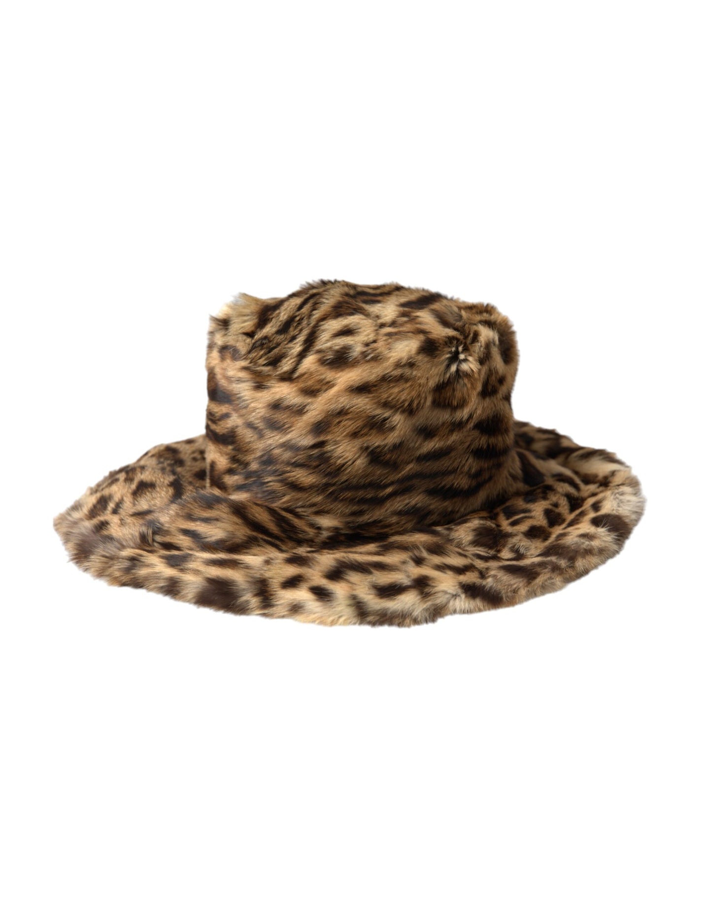 Brown Leopard Fur Women Bucket Hat