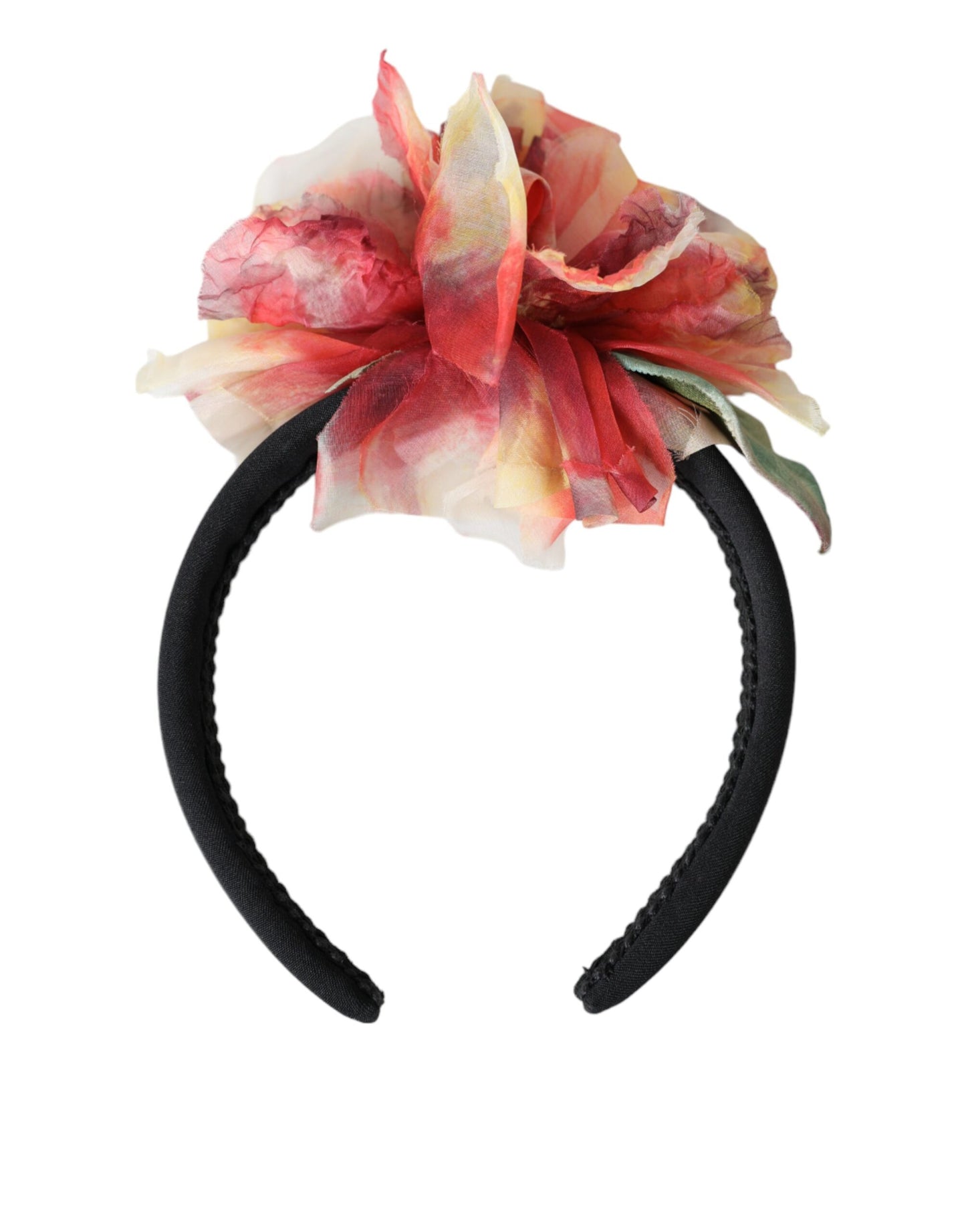 Rose Pink Silk Floral Black Tiara Women Hairband Diadem