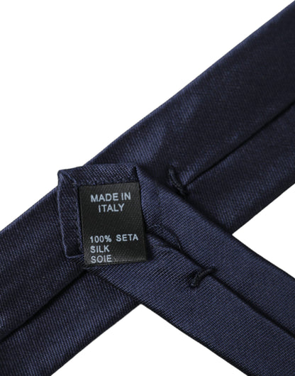 Blue Solid Silk Adjustable Tie Men