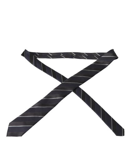 Black White Stripes Silk Adjustable Tie