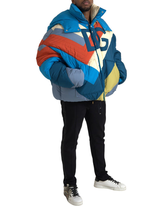 Multicolor Logo Windbreaker Puffer Jacket