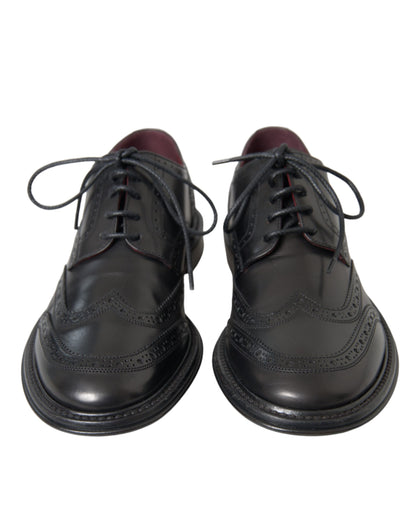 Black Leather Oxford Wingtip Formal Men Shoes