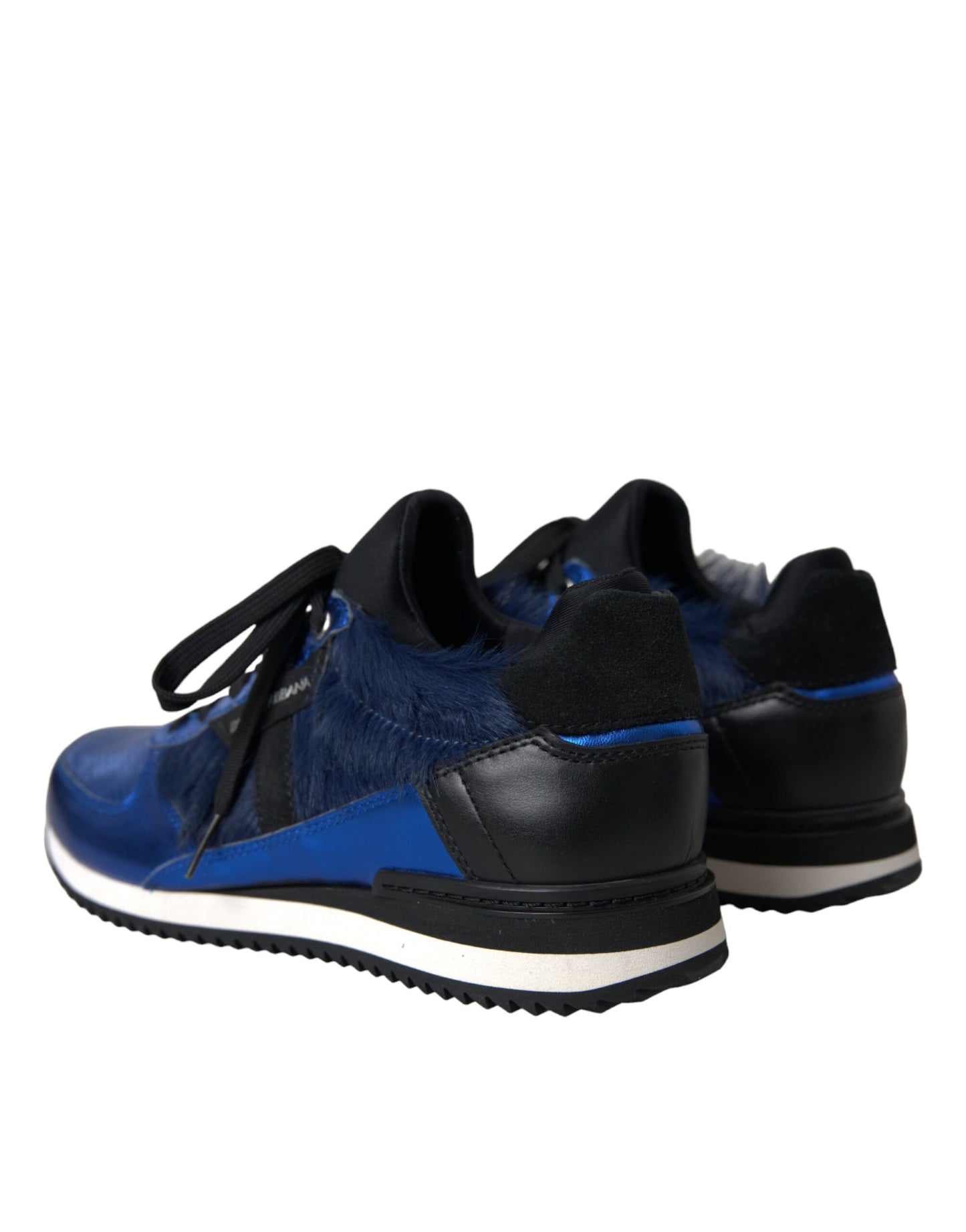 Blue Black Calf Hair Leather Sneakers Shoes