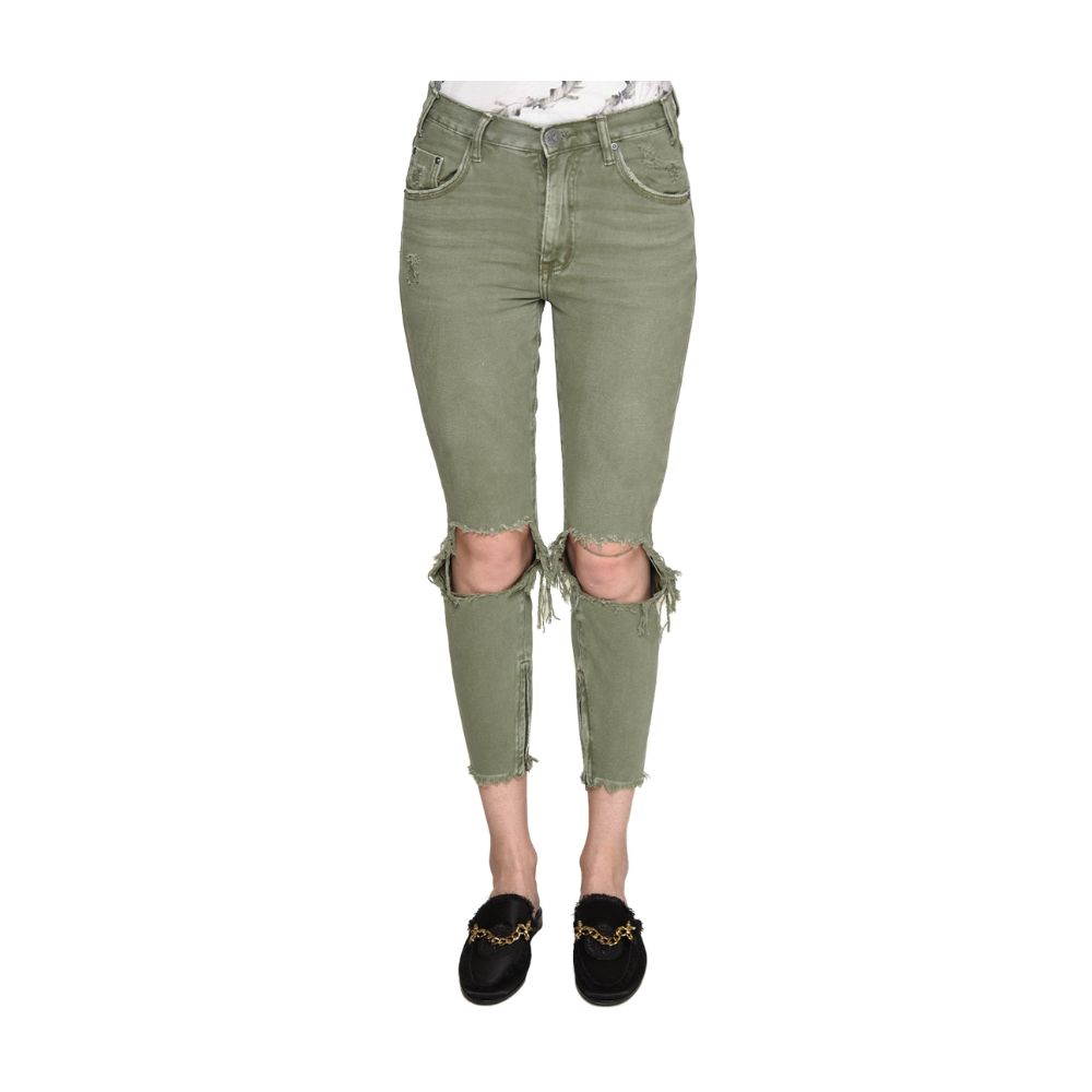 Green Cotton Jeans & Pant